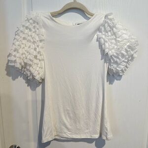 Gracia White Ruffle Sleeve Blouse